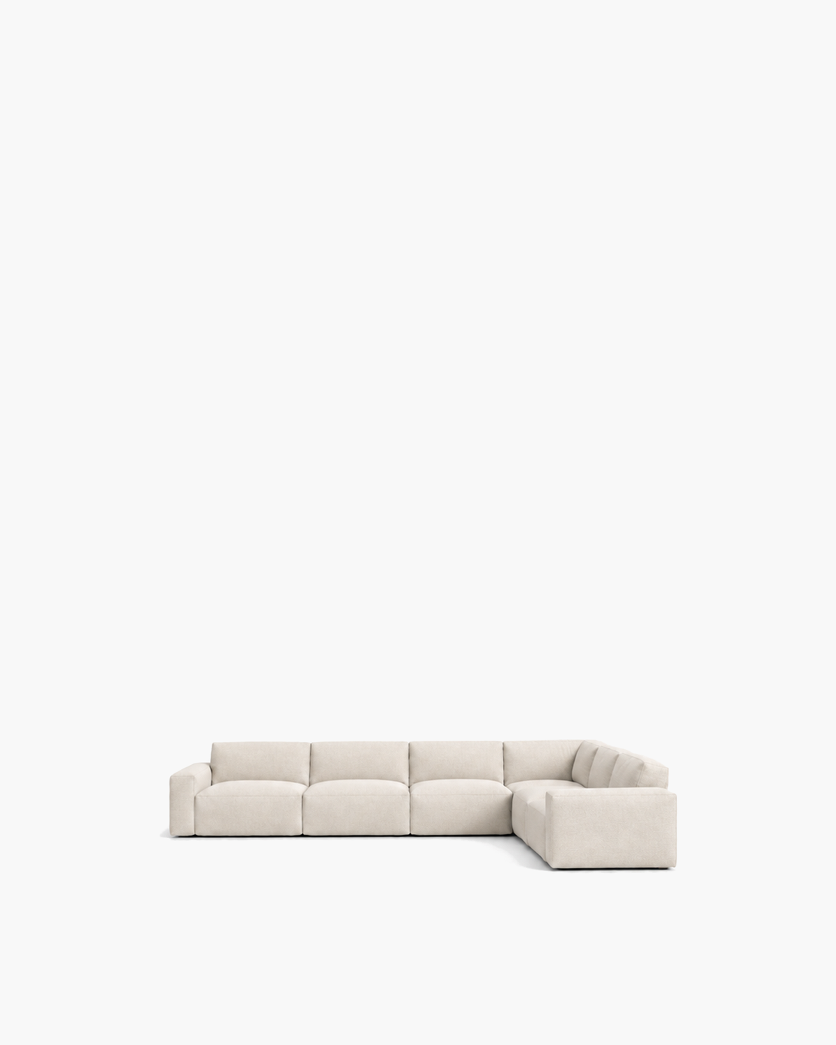 Como Modular Right-Arm L-Sectional in Bone Fabric — studio view