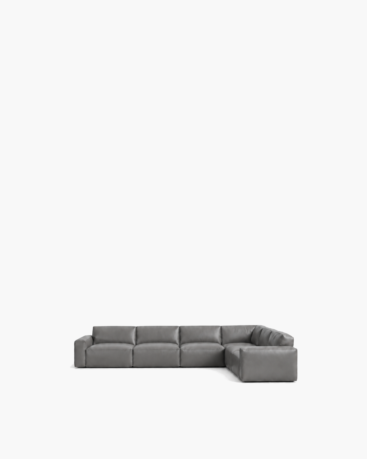 Como Modular Right-Arm L-Sectional in Grey Leather — studio view