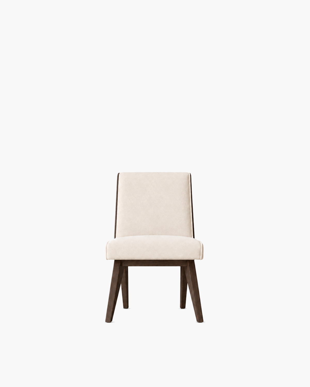 Jakob Fabric Dining Side Chair in Dark Timber — studio view