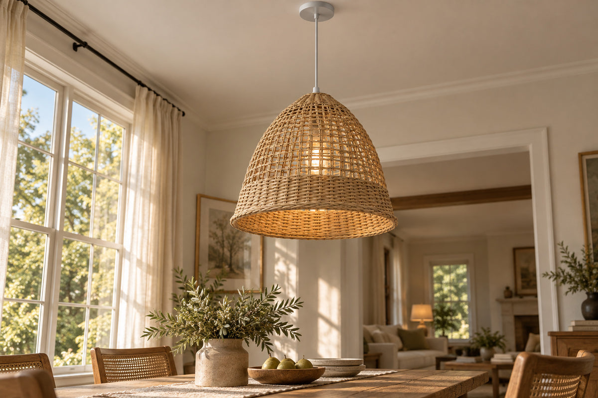 Cannella Pendant, Coolie, low near-side-profile lifestyle view