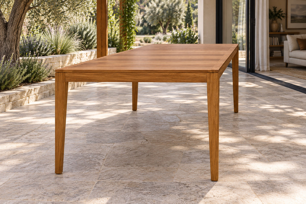 Lecce Dining Table, 240 cm, low near-side-profile lifestyle view