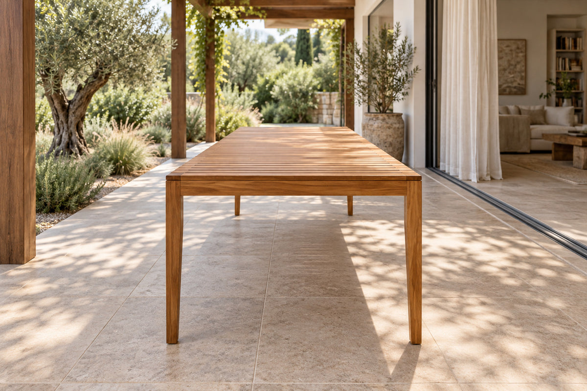 Lecce Dining Table, 280 cm, low near-side-profile lifestyle view