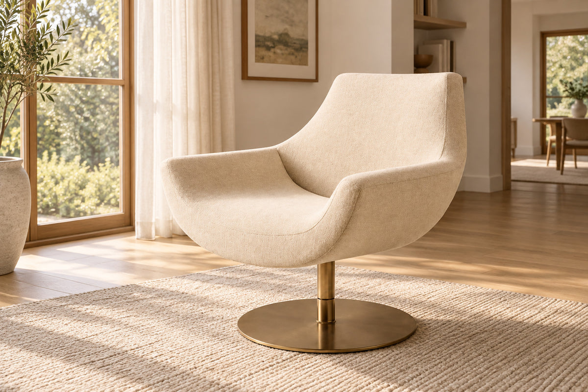 Lucio Swivel Chair, front-right three-quarter lifestyle view