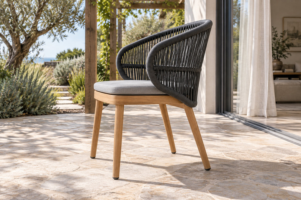 Menorca Dining Chair, low near-side-profile lifestyle view