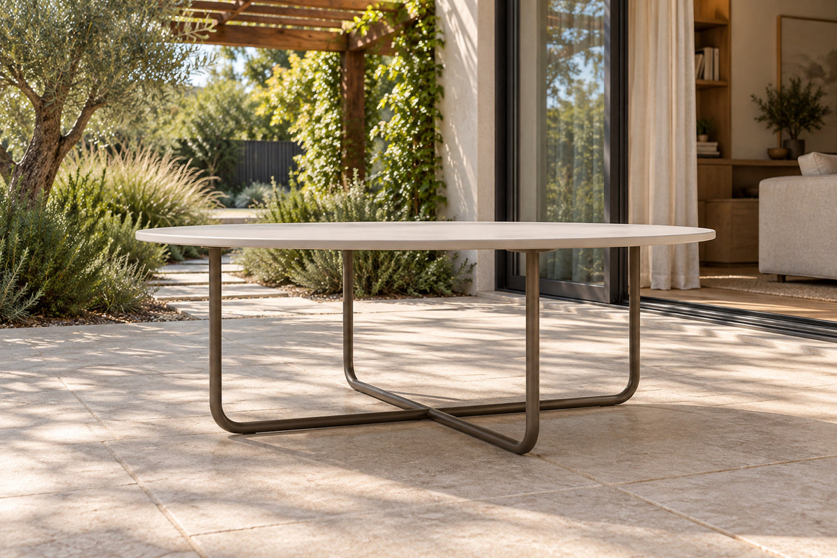 Portofino Coffee Table, low near-side-profile lifestyle view