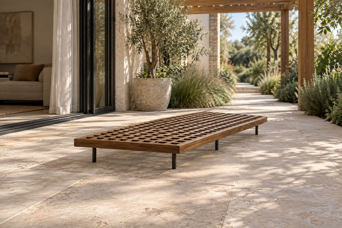 Ravello Coffee Table, low near-side-profile lifestyle view