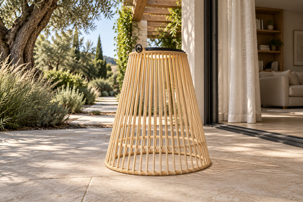 Solano Solar Lantern, Cone, low near-side-profile lifestyle view
