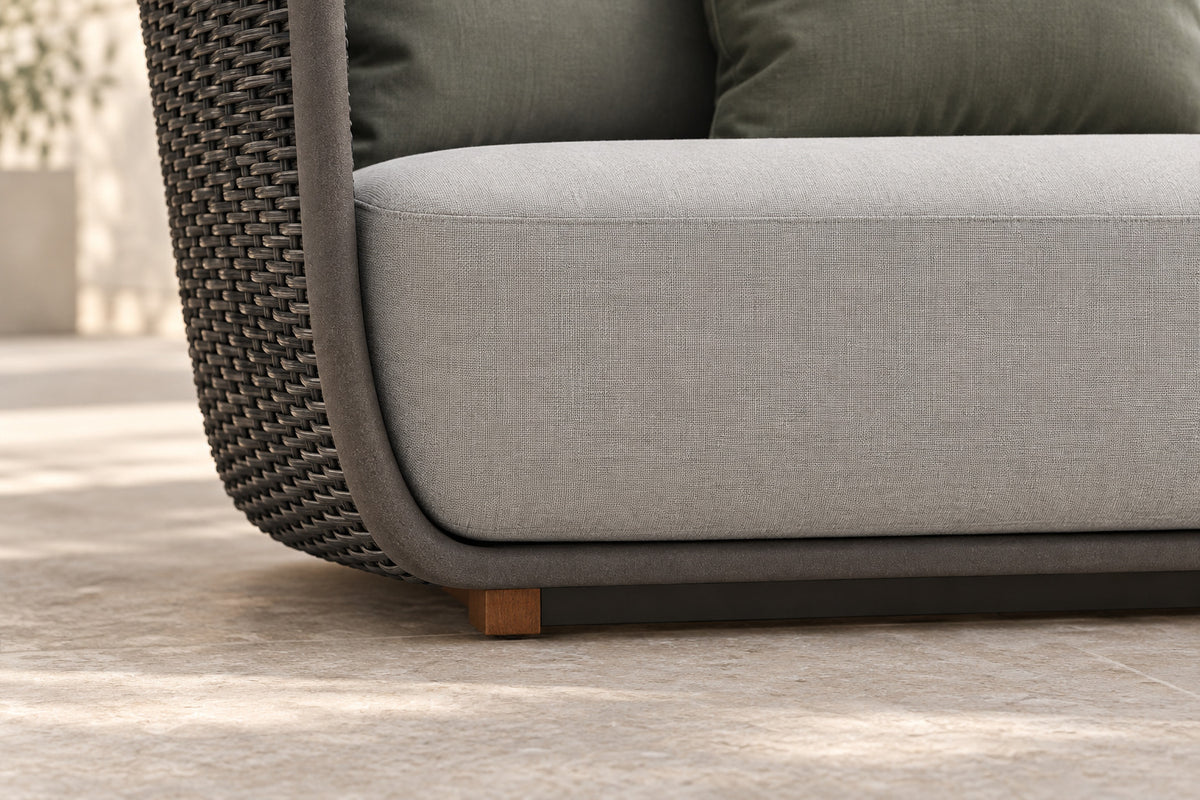 Santorini Sofa 180 cm, woven side and base detail