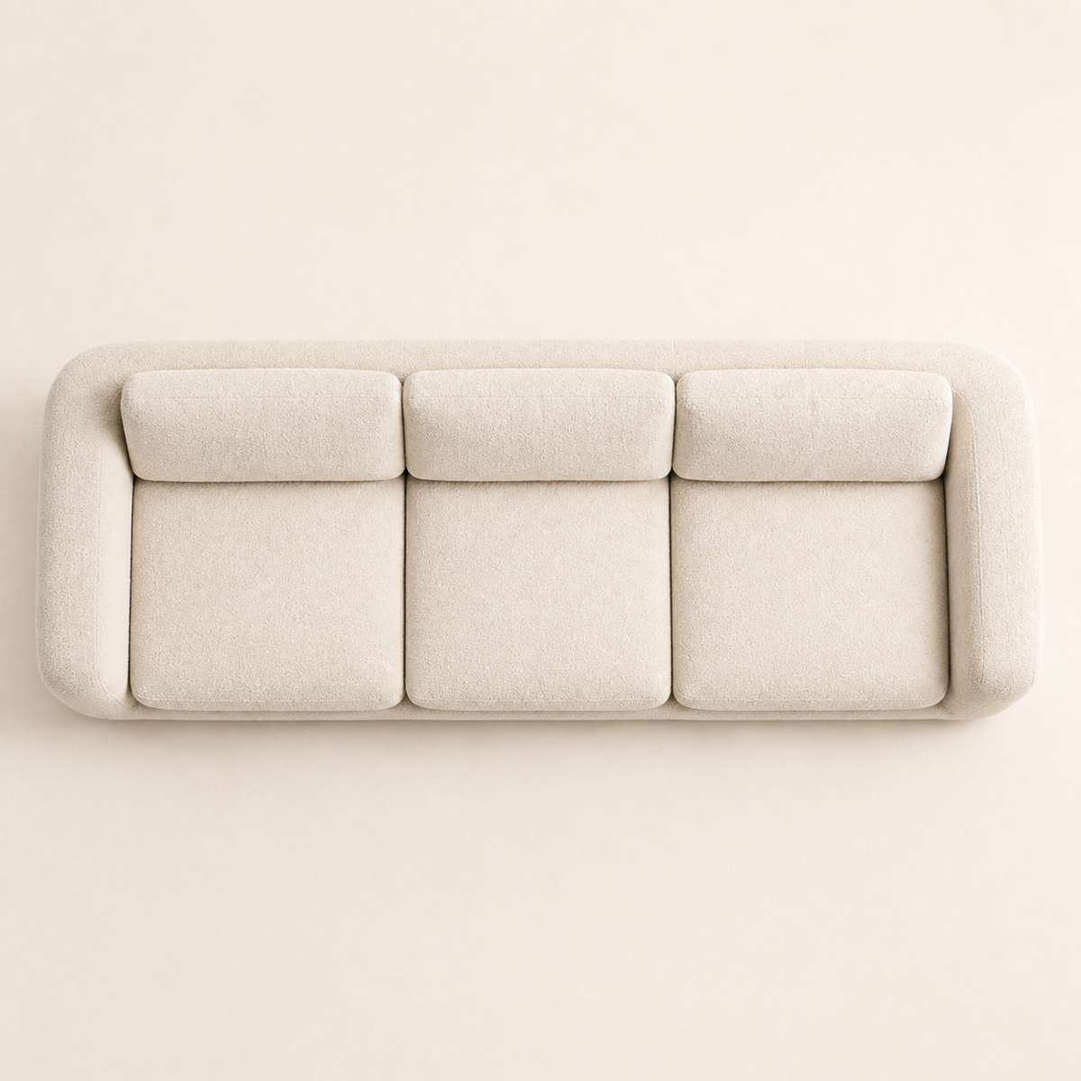Marin Sofa in Bone bouclé — overhead top view