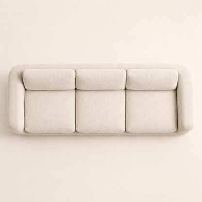 Marin Sofa in Bone bouclé — overhead top view