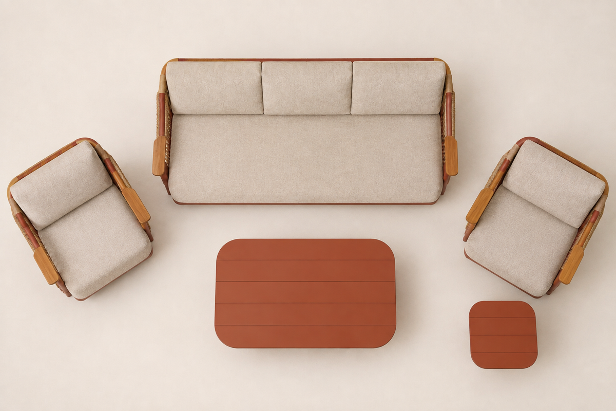 Aria Outdoor Sofa Set in Aluminium — overhead view