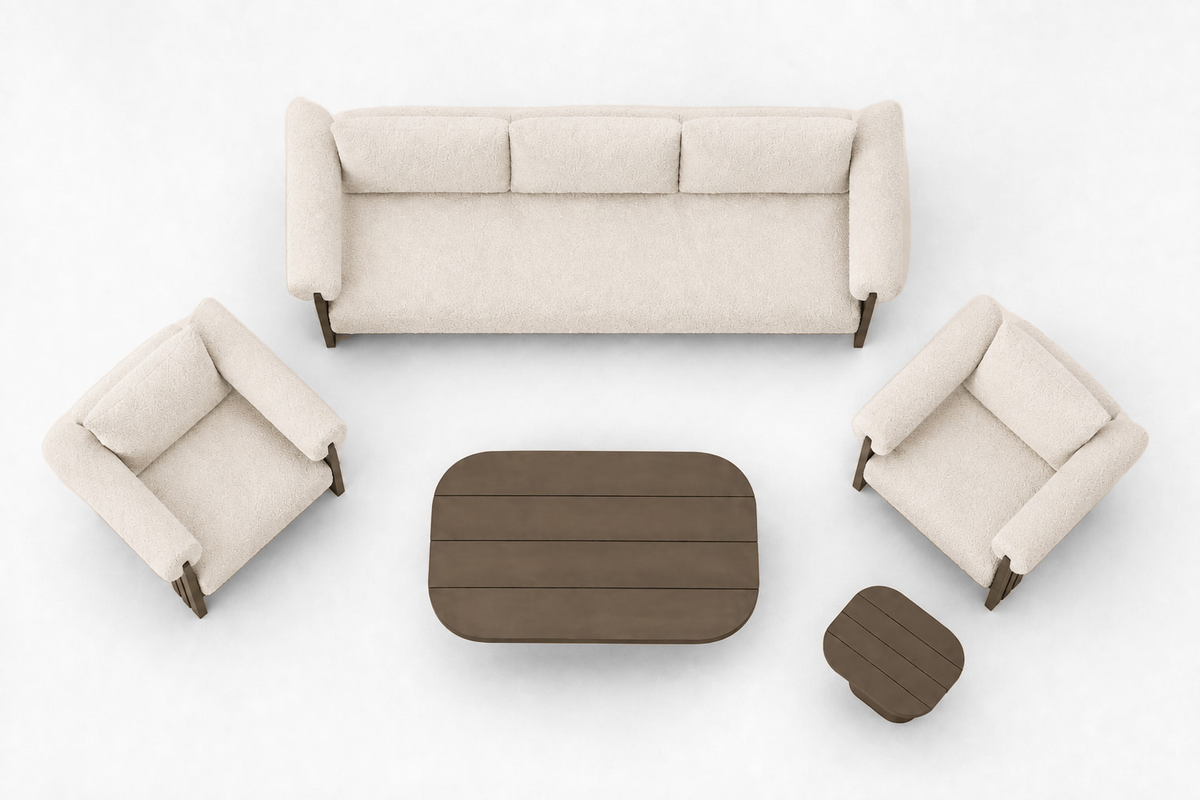 Ethereal Outdoor Sofa Set in Aluminium, overhead top view