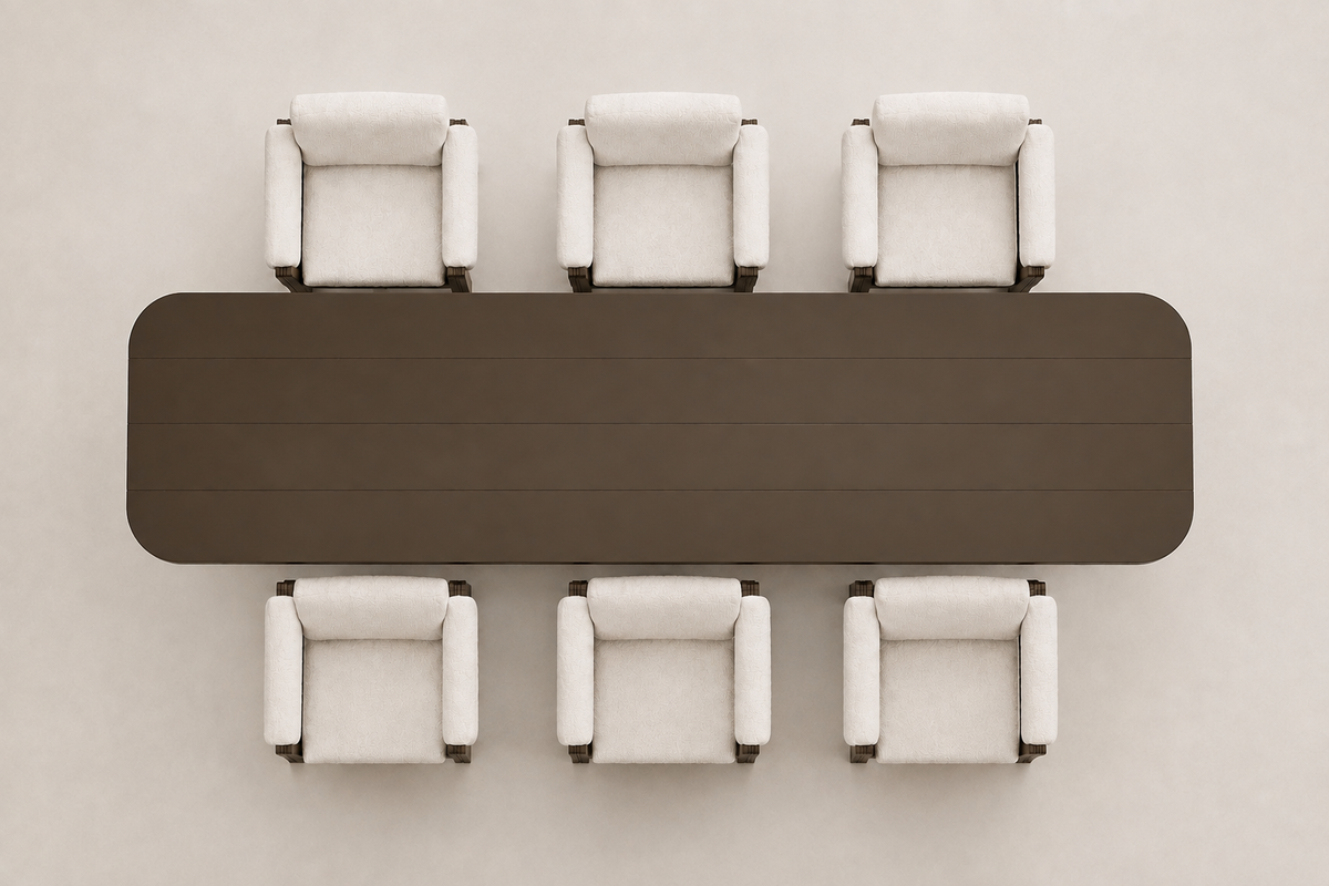 Ethereal Outdoor Dining Set in Aluminium — overhead view