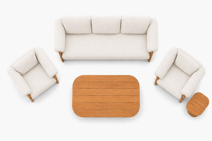 Ethereal Outdoor Sofa Set in Teak — overhead view