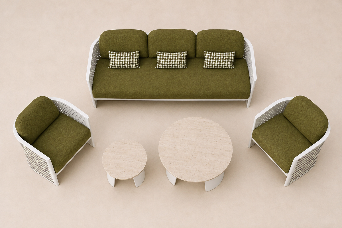 Luna Outdoor Sofa Set in Aluminium — overhead view
