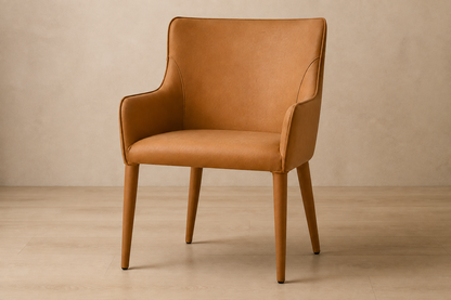 Nicola Slope Arm Vegan Leather Dining Armchair — room view