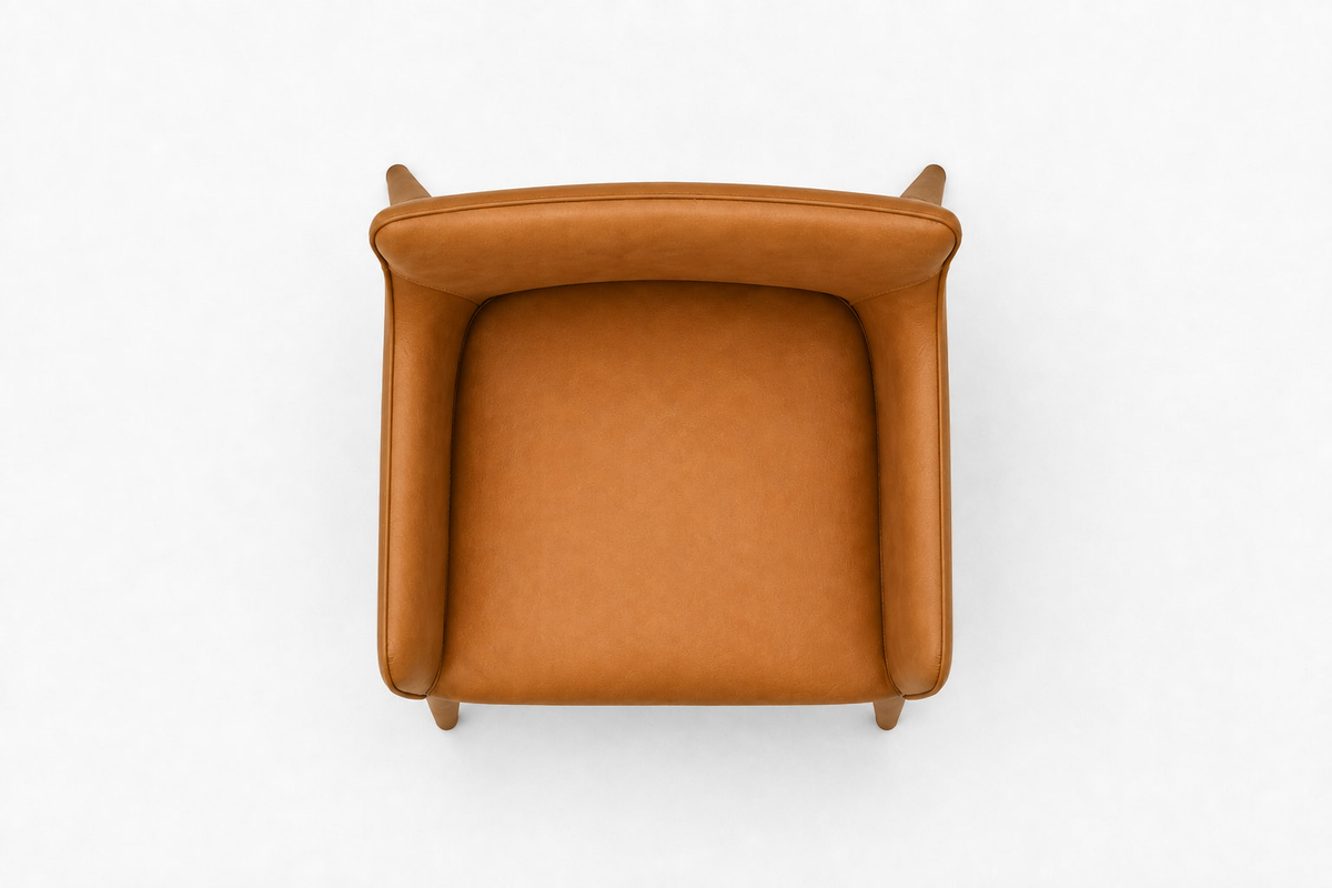 Nicola Slope Arm Vegan Leather Dining Armchair — top view