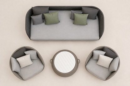 Santorini Outdoor Sofa Set — overhead view