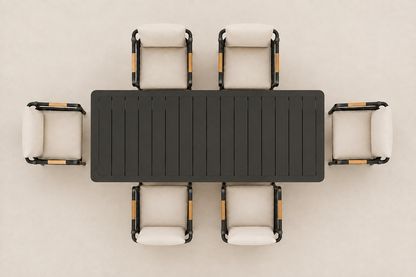 Zenia Outdoor Dining Set in Aluminium — overhead view