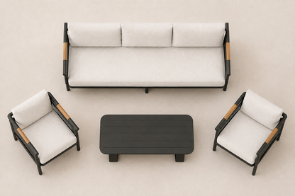 Zenia Outdoor Sofa Set in Aluminium — overhead view