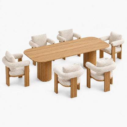 Professional studio view: Ethereal Outdoor Dining Set in Teak