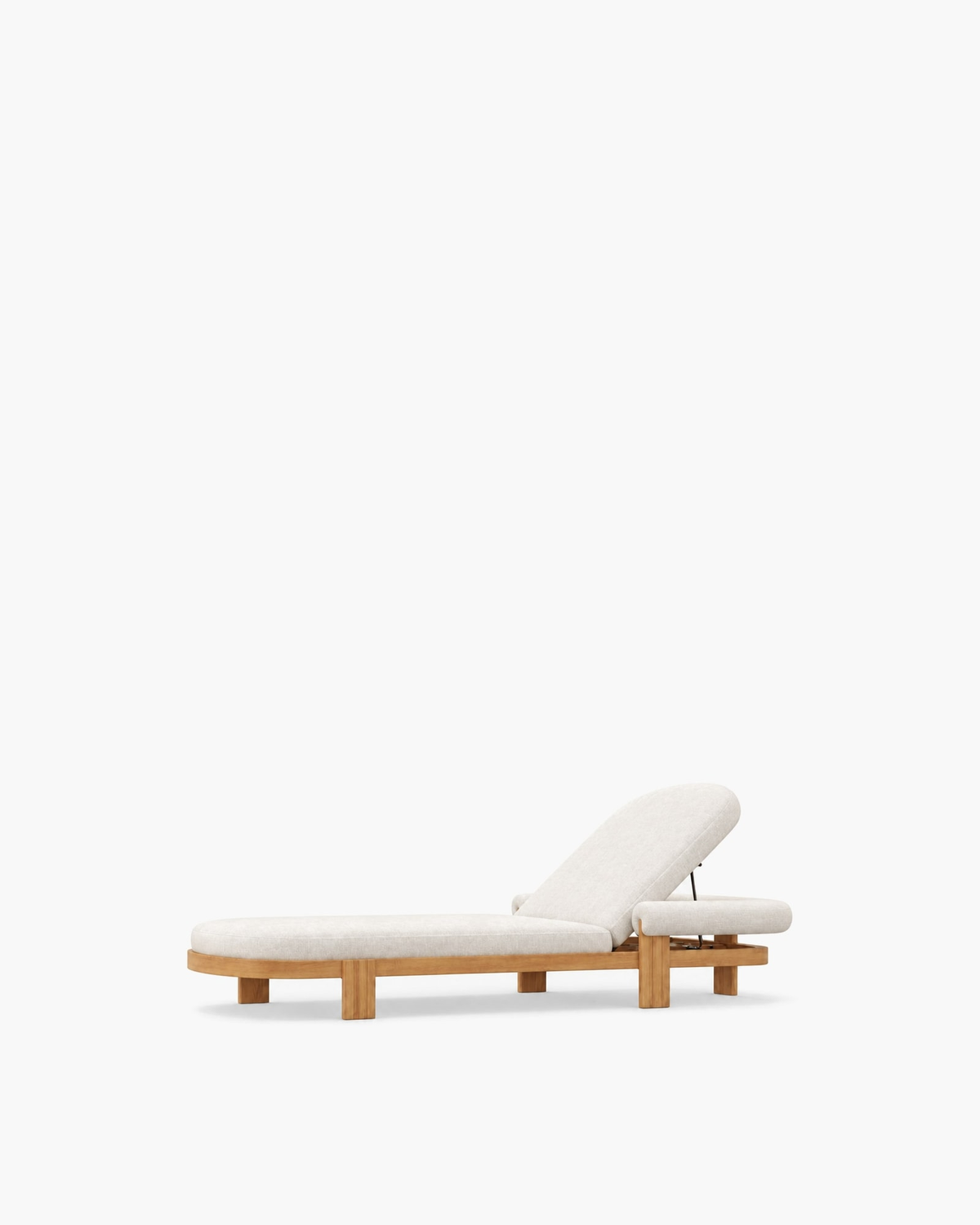 Ethereal Sun Lounger in Teak, supplier-matched studio view