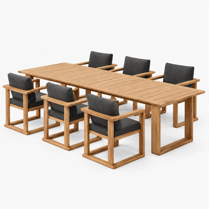Professional studio view: Grace Outdoor Dining Set in Teak