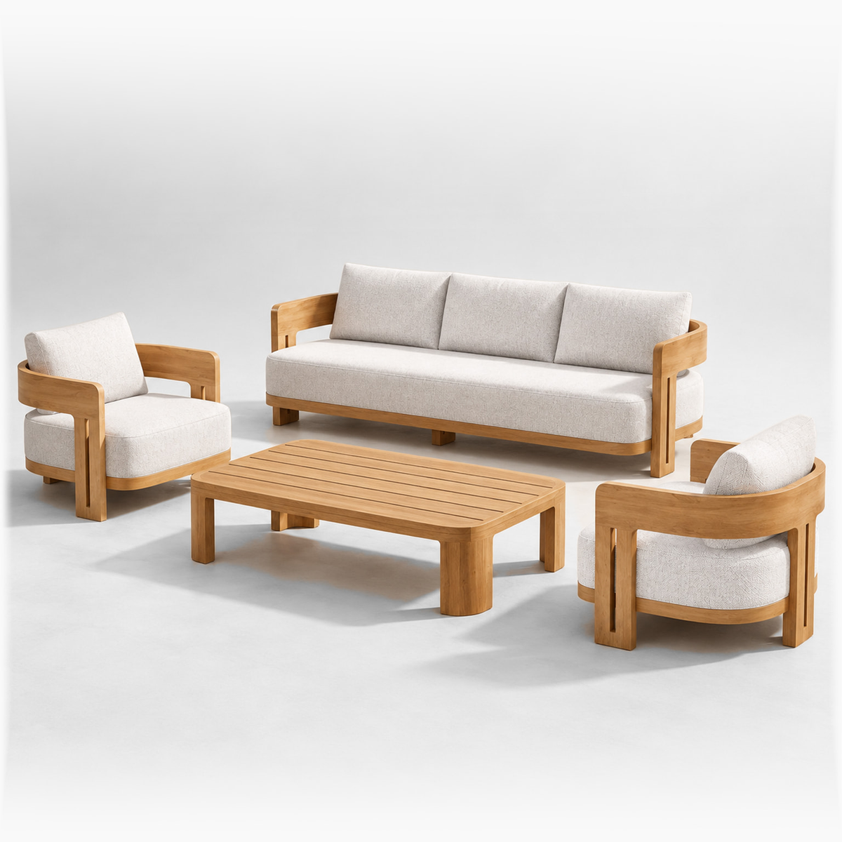 Professional studio view: Serein Outdoor Sofa Set in Teak