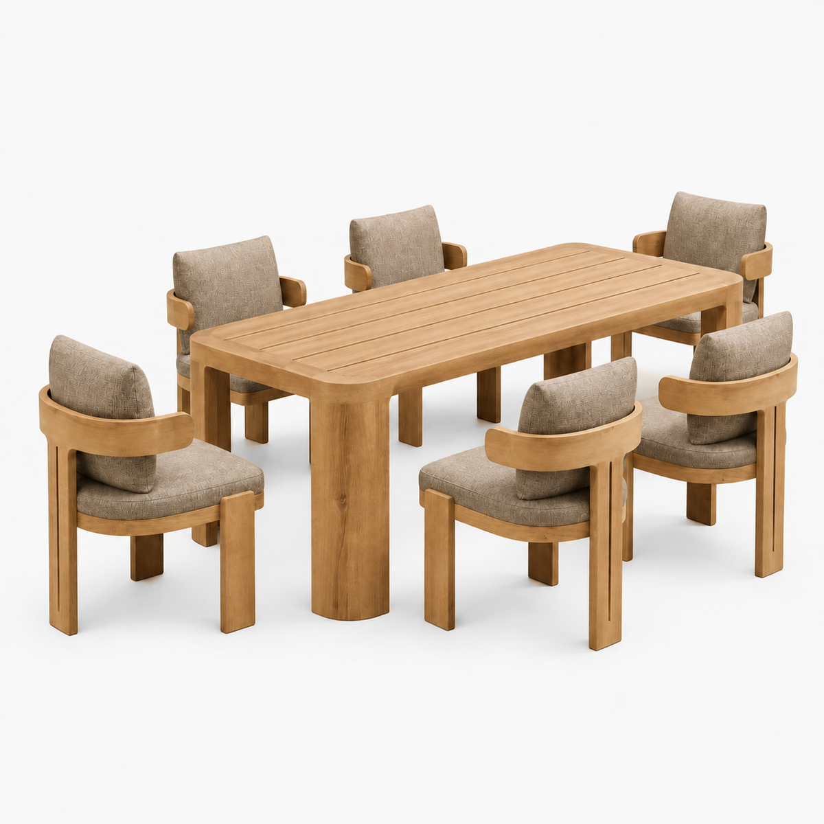 Professional studio view: Serein Outdoor Dining Set in Teak