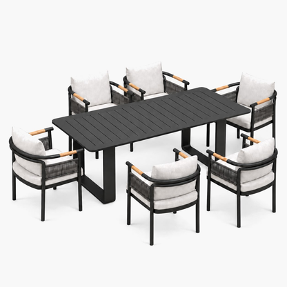 Professional studio view: Zenia Outdoor Dining Set in Aluminium