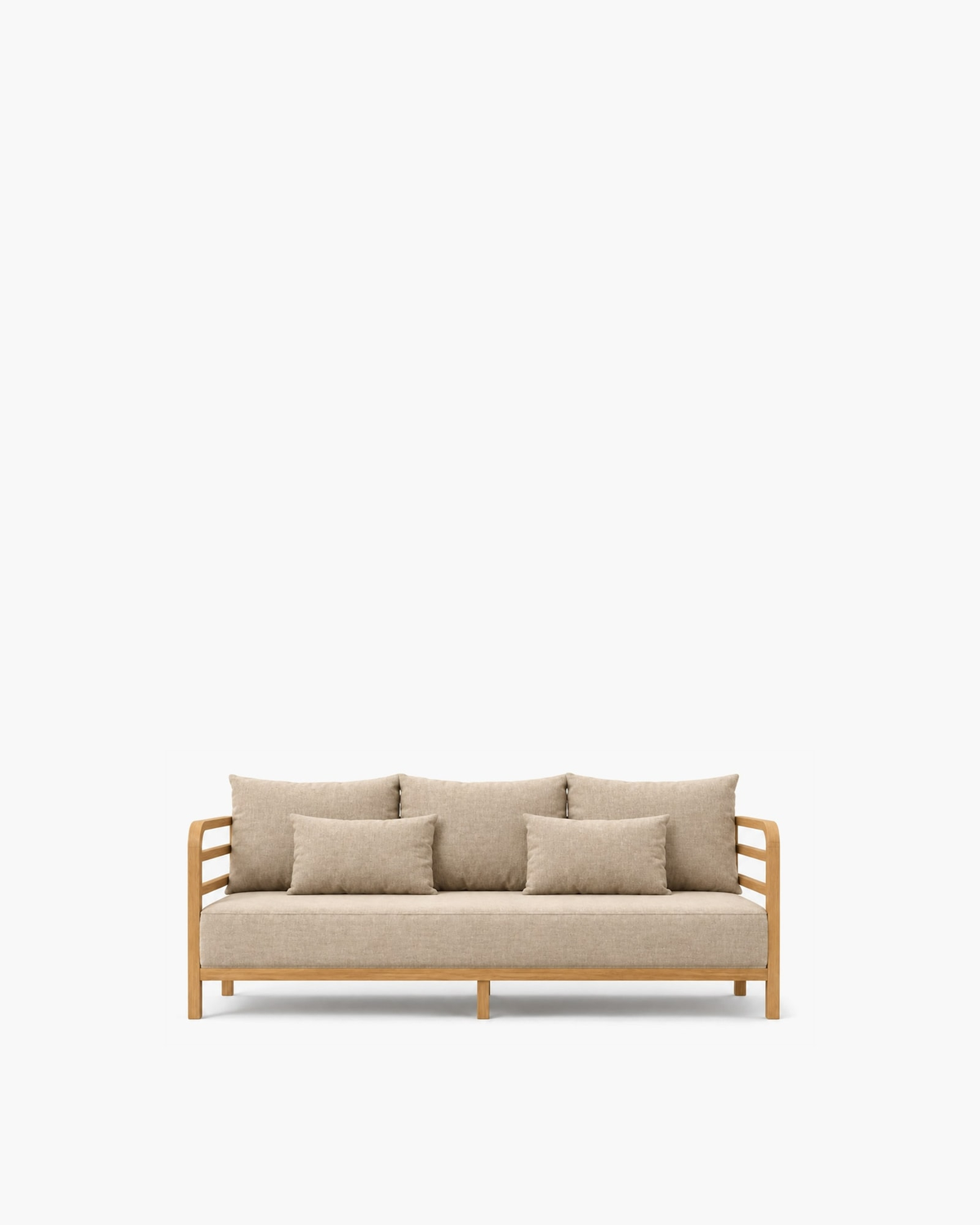 Professional studio view: Vela Sofa in Teak