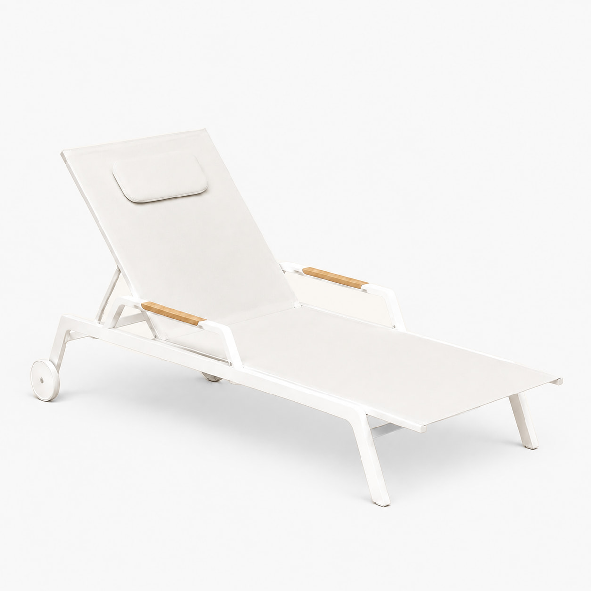 Vela Poolside Sun Lounger in Aluminium, supplier-matched studio view