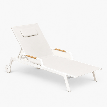 Vela Poolside Sun Lounger in Aluminium, supplier-matched studio view