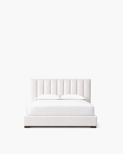 Modena Fabric Vertical Channel Panel Platform Bed, supplier-matched studio view