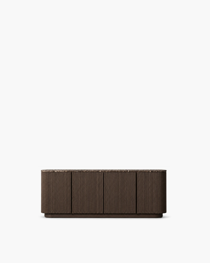 Mulholland Emperador 4-Door Sideboard in Dark Oak, supplier-matched studio view