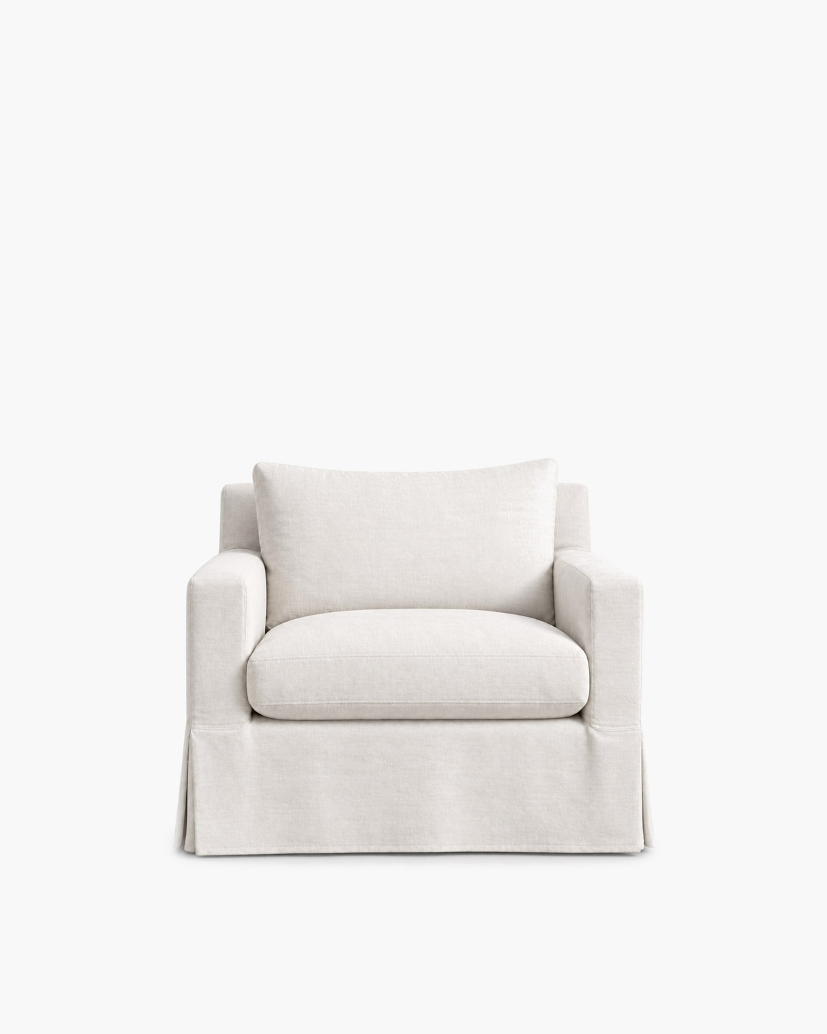 Professional studio view: Belgian Slipcovered Track Arm Swivel Chair