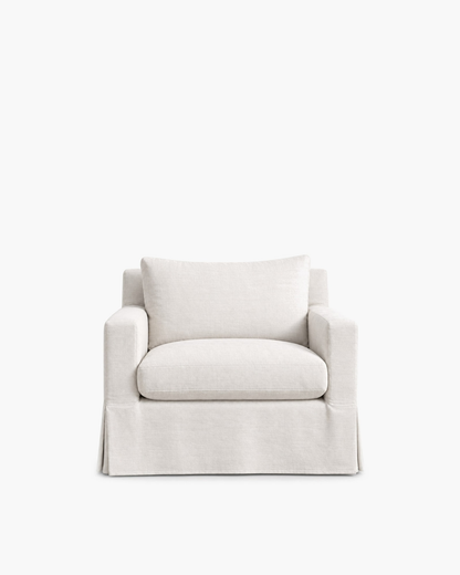 Professional studio view: Belgian Slipcovered Track Arm Swivel Chair