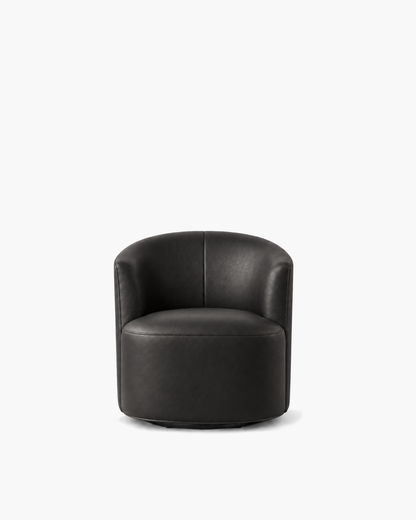 Arden Swivel Chair in Near-Black Leather — studio view