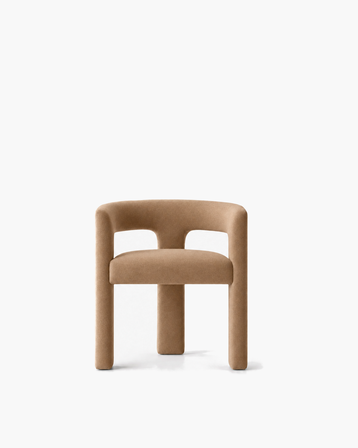 Inès Open-Back Fabric Dining Armchair in Tan — studio view