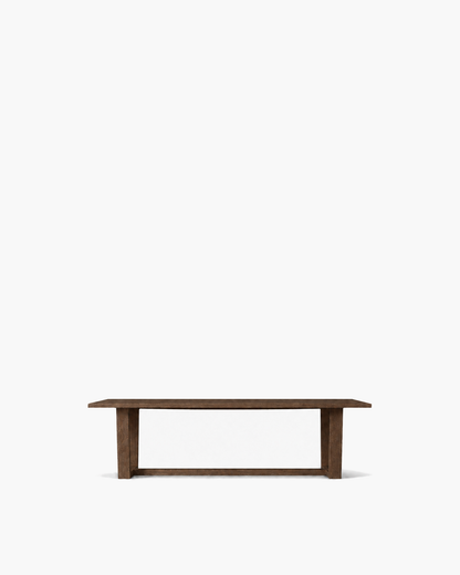 Montecito Trestle Rectangular Dining Table in Dark Oak — studio view