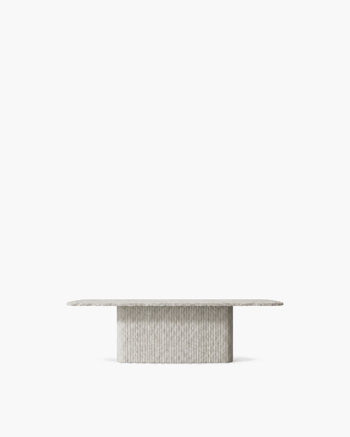 Mulholland Pedestal Rectangular Dining Table in Pale Stone — studio view