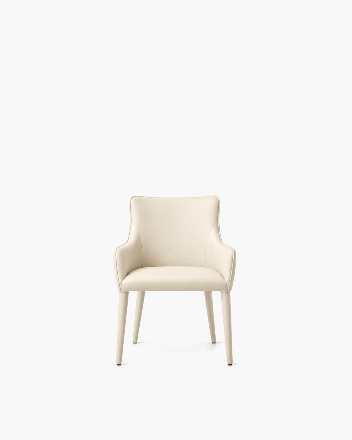 Nicola Slope Arm Vegan Leather Dining Armchair in Ivory — studio view