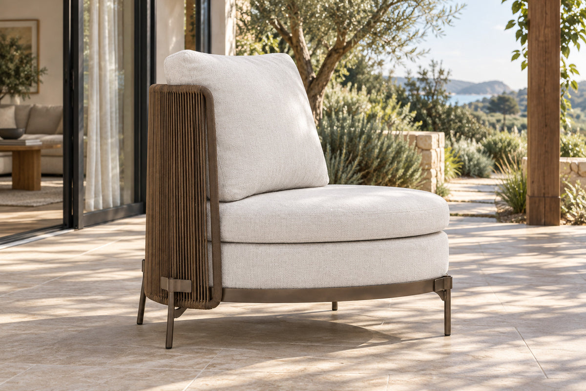 Amalfi Lounge Chair, front-right three-quarter lifestyle view