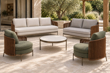 Amalfi Outdoor Sofa Set, front-right three-quarter lifestyle view
