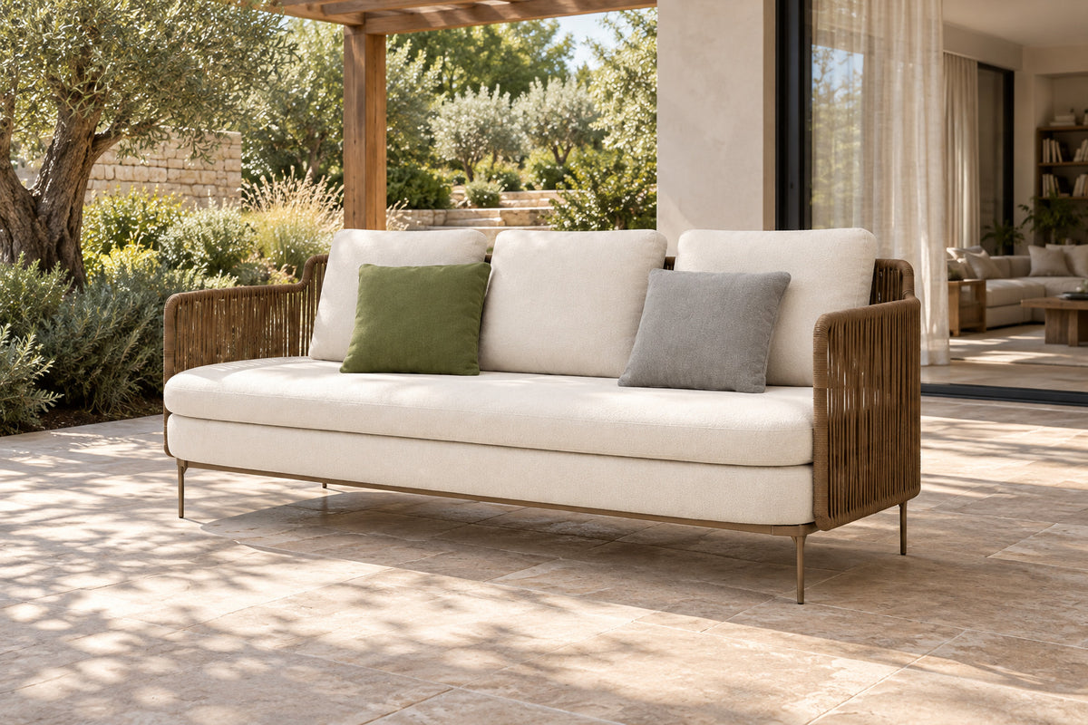 Amalfi Sofa, front-right three-quarter lifestyle view