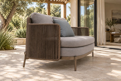 Amalfi Two-Seat Sofa, low near-side-profile lifestyle view