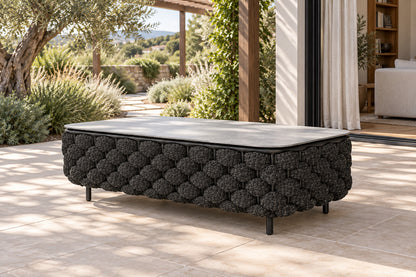 Bodrum Coffee Table, front-right three-quarter lifestyle view