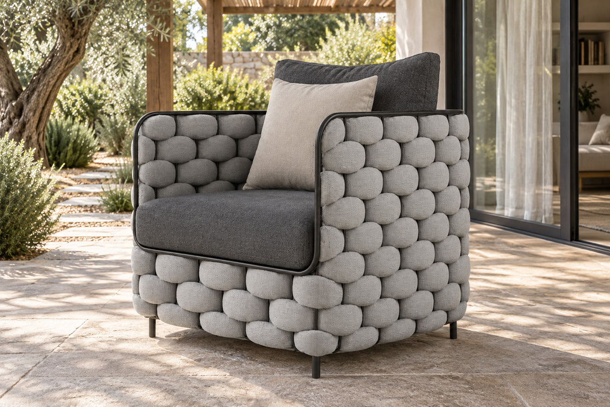 Bodrum Lounge Chair, front-right three-quarter lifestyle view