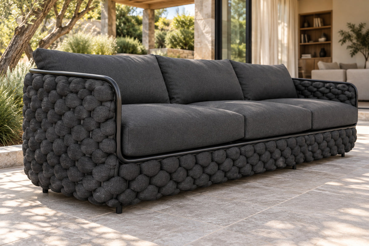 Bodrum Sofa, low near-side-profile lifestyle view