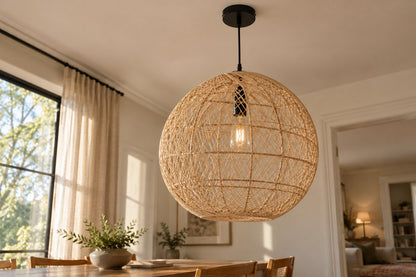 Cannella Pendant, Globe, low near-side-profile lifestyle view